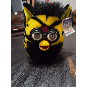 Vintage Baby Furby Stuffed bumblebee Yellow Black Tiger Stripes stuffy plush 90s